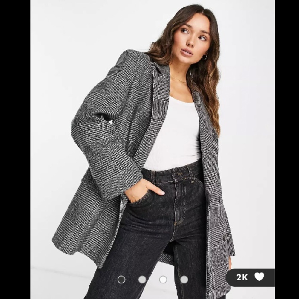 NWT Topshop check blazer coat in Monochrome, size 6